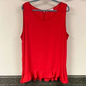 3/$15 ❤️ 12/27  Red dressy tank top 2x 22/24w ruffle bottom button back